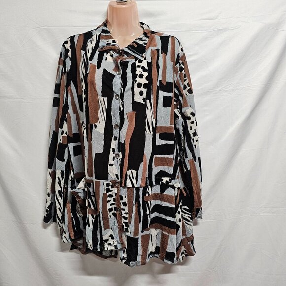 Chalet et ceci Button Up Asymmetric Top Shirt Women Size L - Picture 11 of 15